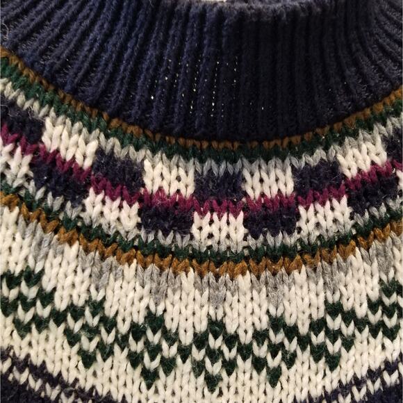 Vintage Currents Custom Knit Turtleneck Sweater Alpine Ski Resort Navy White L - Picture 6 of 11